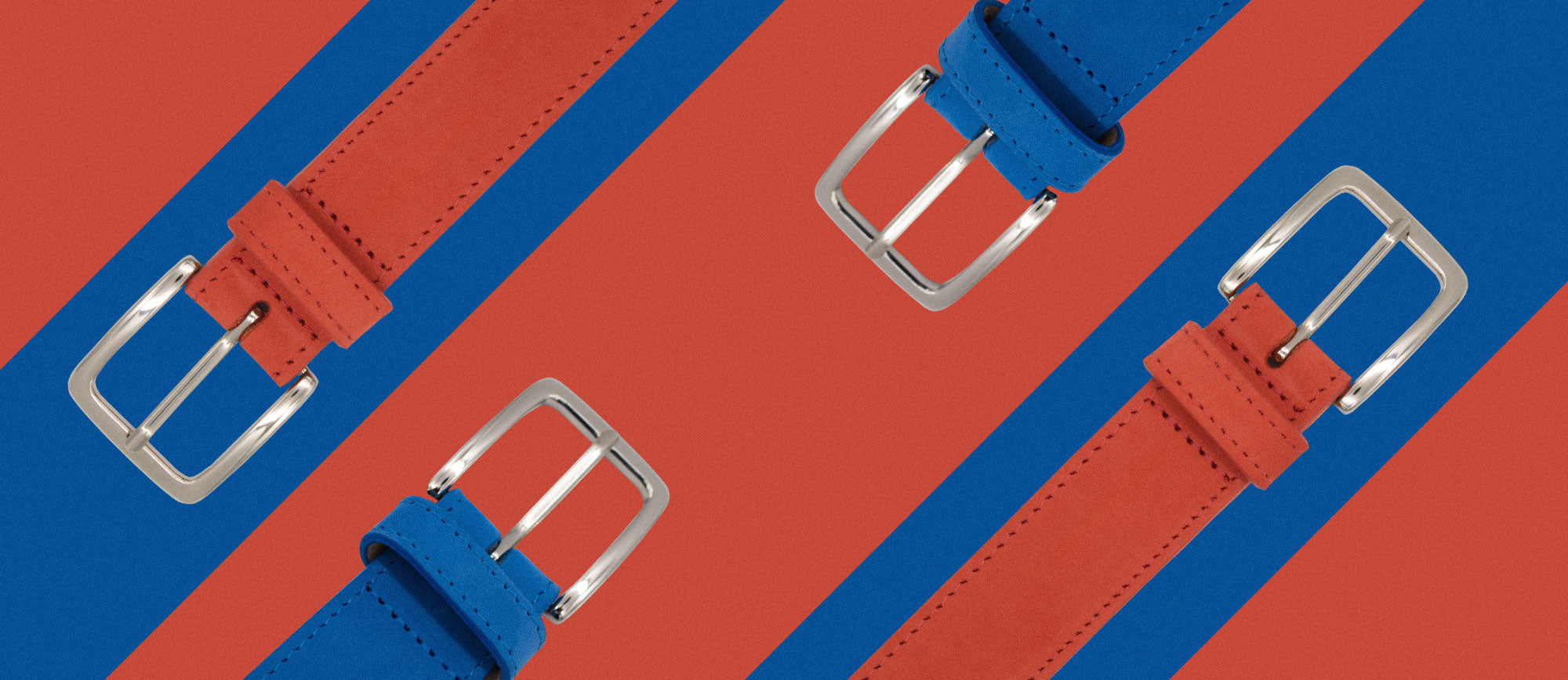 Leather belt made in London, Suede, Nubuck, Orange and blue belt, Bold Accessories, Furious Goose