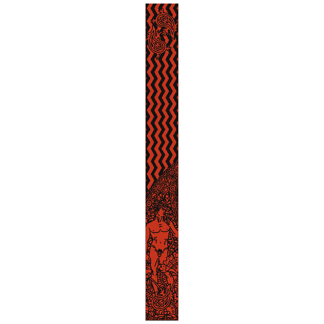Knit, Michelangelos David,  Cashmere Scarf, Merino Wool, Burnt Orange and Black, Paisley, Jacquard, Sustainable Fashion, Made in London, UK, Furious Goose