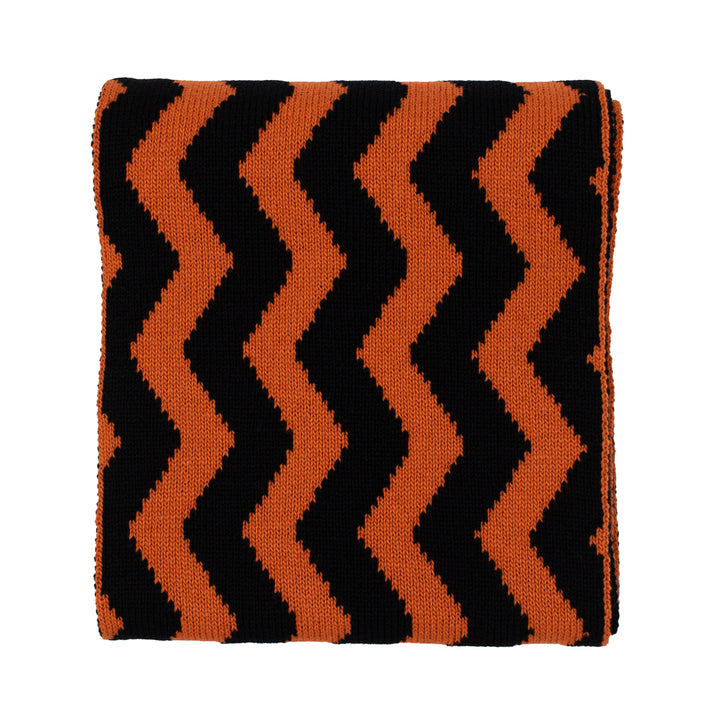 Knit, Michelangelos David,  Cashmere Scarf, Merino Wool, Burnt Orange and Black, Paisley, Jacquard, Sustainable Fashion, Made in London, UK, Furious Goose