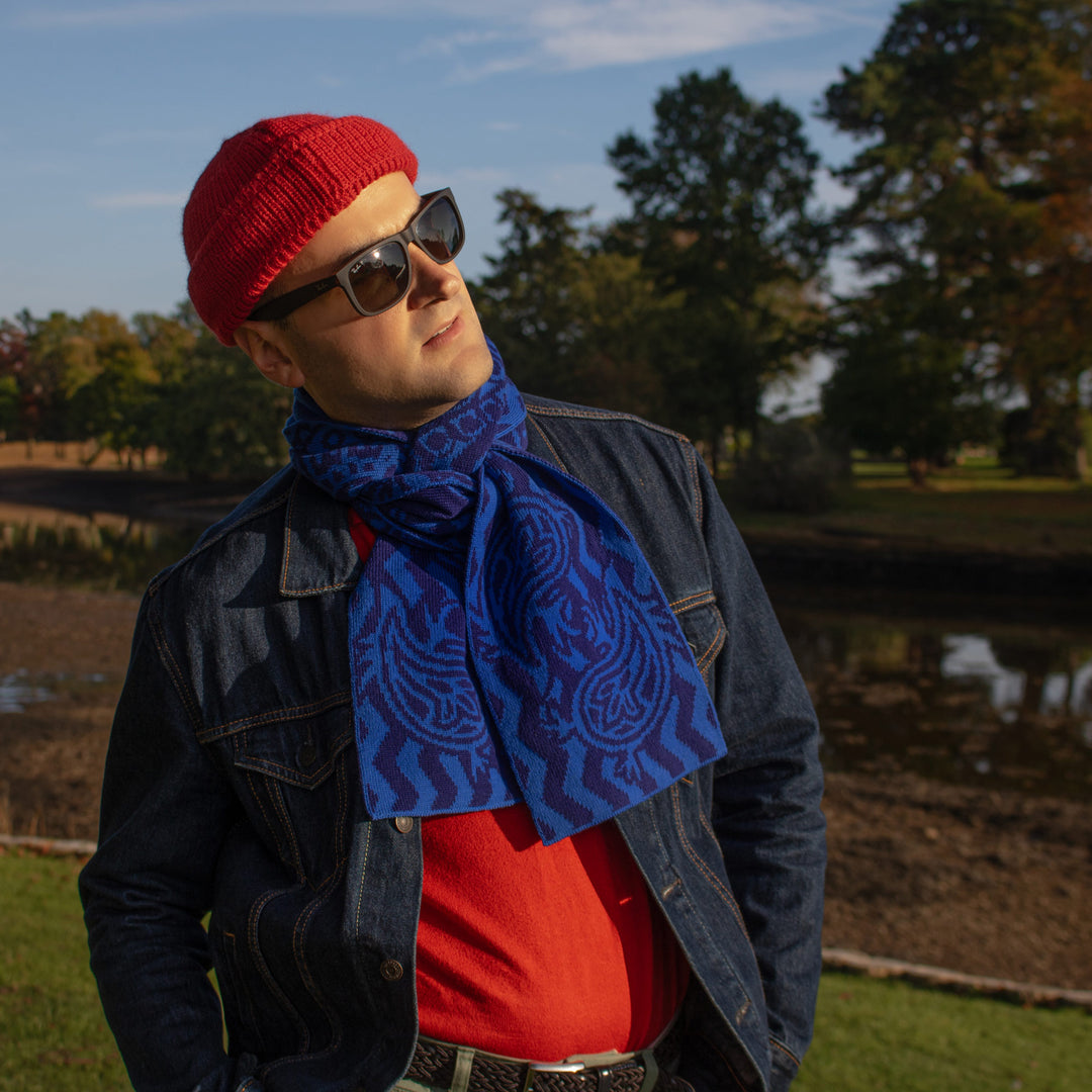 Paisley Gods Merino Scarf – Blue