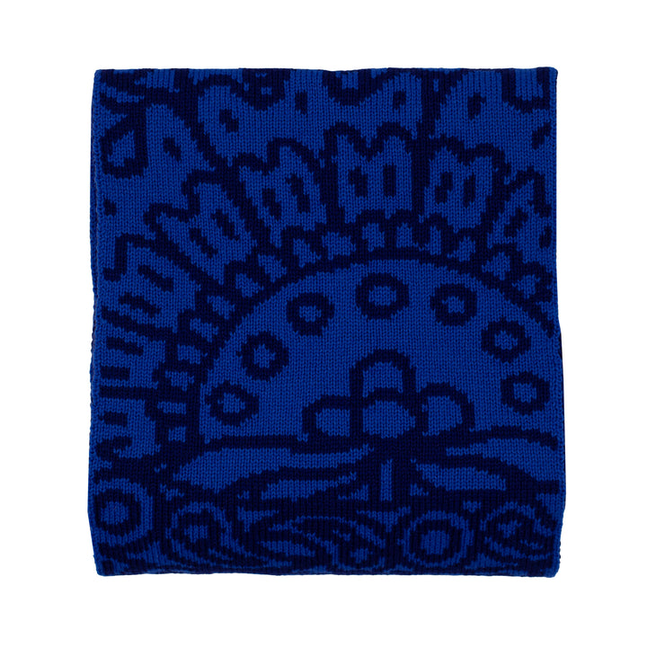 Knit, Michelangelos David,  Cashmere Scarf, Merino Wool, Blue, Paisley, Jacquard, Sustainable Fashion, Made in London, UK, Furious Goose