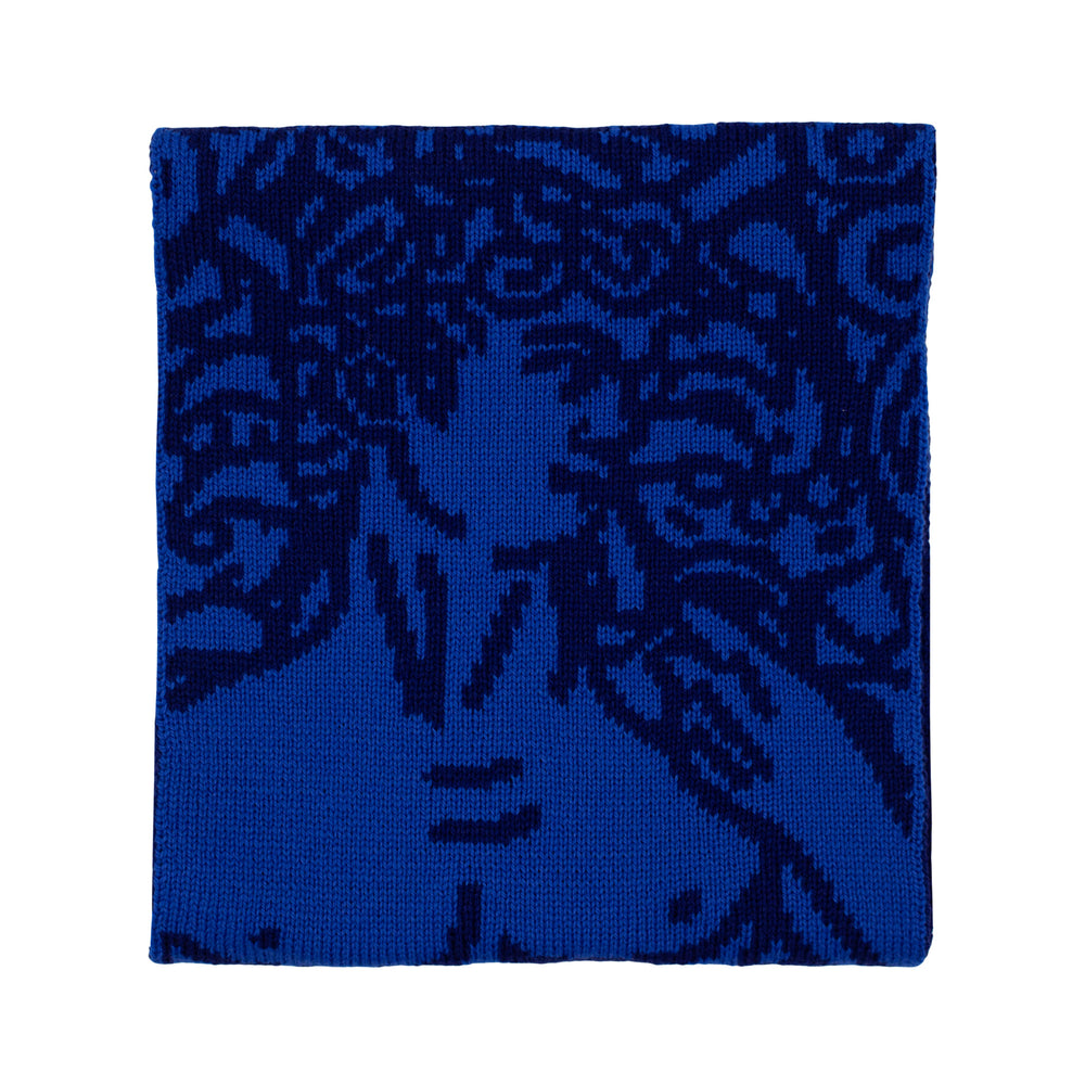 Knit, Michelangelos David,  Cashmere Scarf, Merino Wool, Blue, Paisley, Jacquard, Sustainable Fashion, Made in London, UK, Furious Goose
