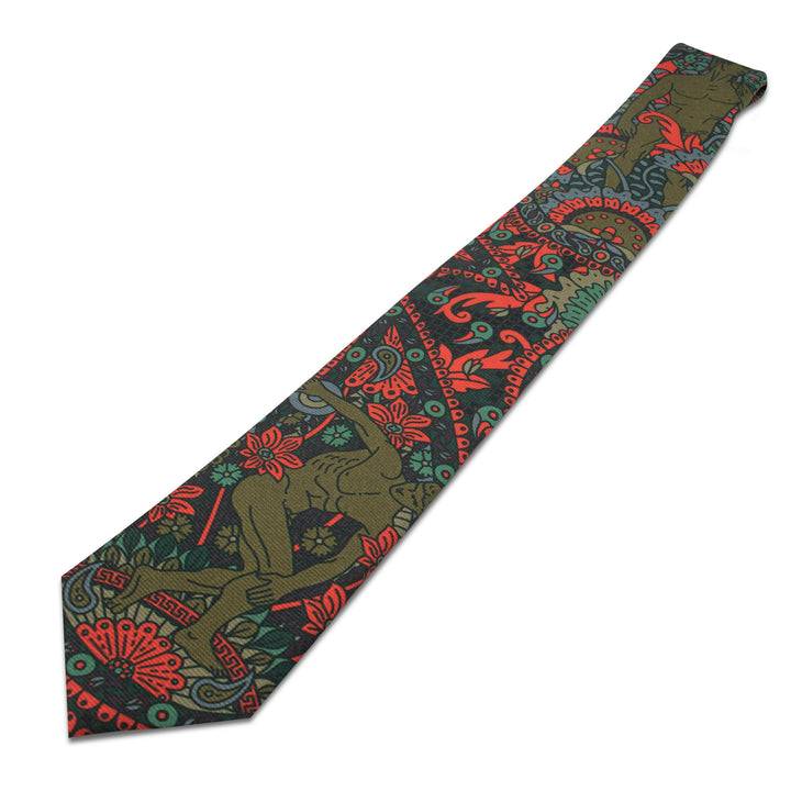 Silk Necktie, Luxury ties, Printed tie, Menswear, Discobolos, Michelangelo, David, Coral, Green, Made in UK, Furious Goose