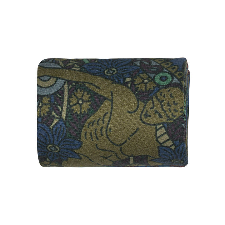 Luxury silk printed tie in green, brown and slate grey. Featuring new-classical sculpture, Michelangelo's David and the Discus Thrower, Made in UK, Bold Print, Neckties, Ties, London, Furious Goose