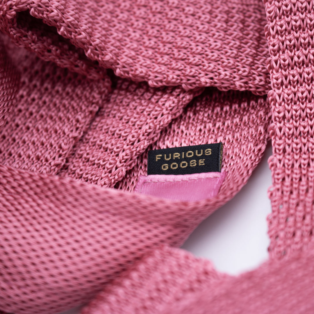 Knitted silk tie, pink, menswear, formal wear, bold accessory,  London Ties, Furious Goose