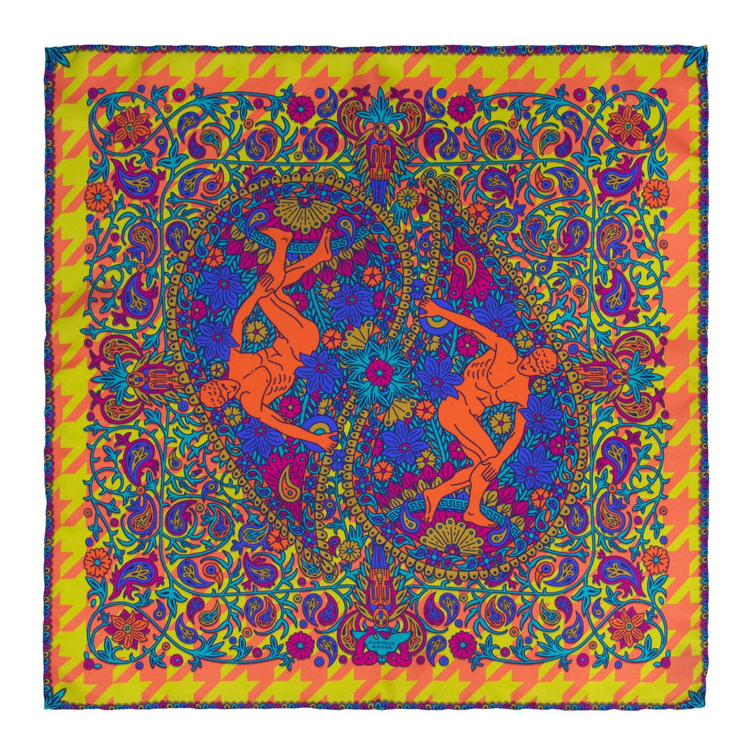 Psychedelic Pocket Square, Silk, London, Paisley Pattern, Greek Sculpture, Made in UK, Menswear