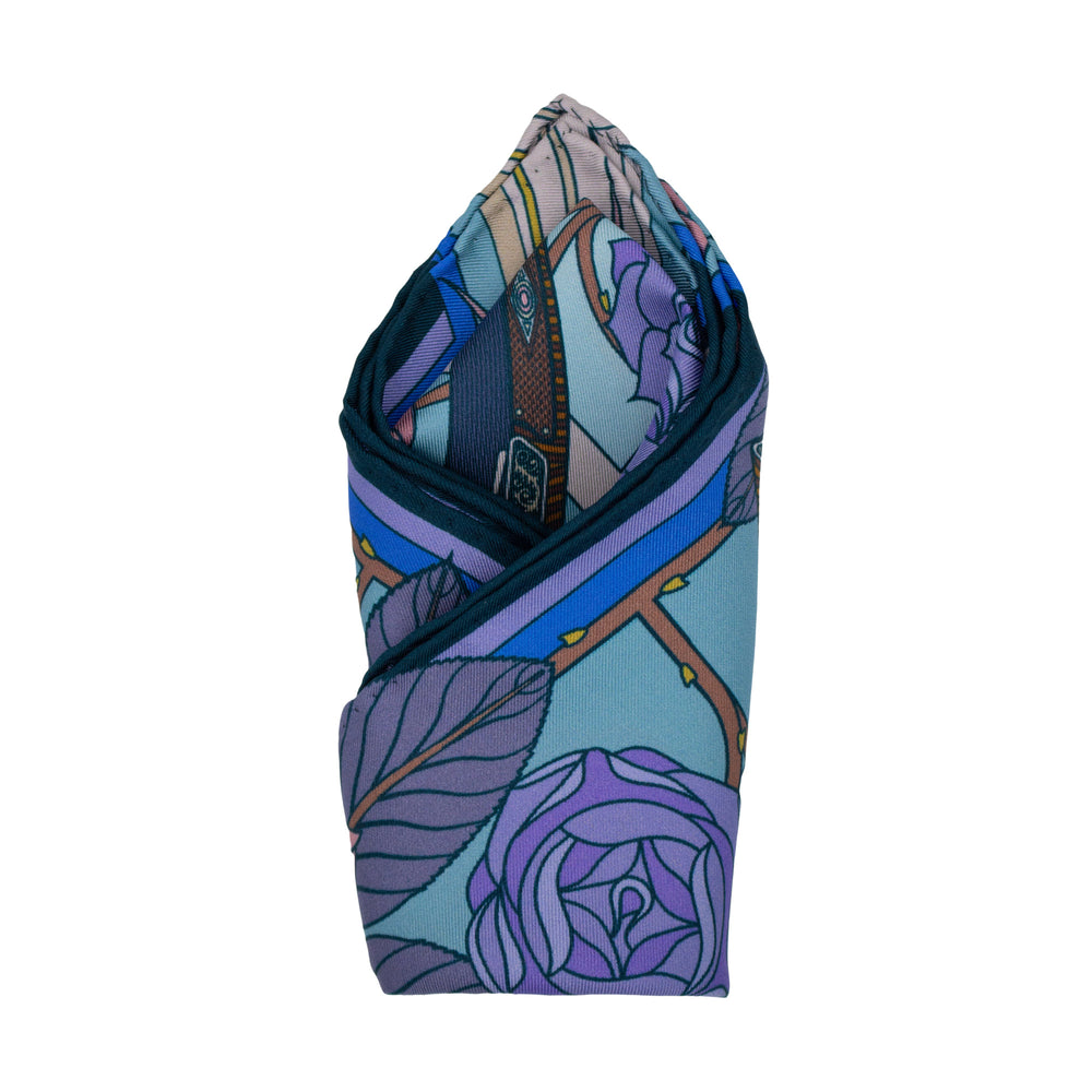 Silk pocket square, Guns Roses, Pink Purple, Made in UK, London Pocket Squares