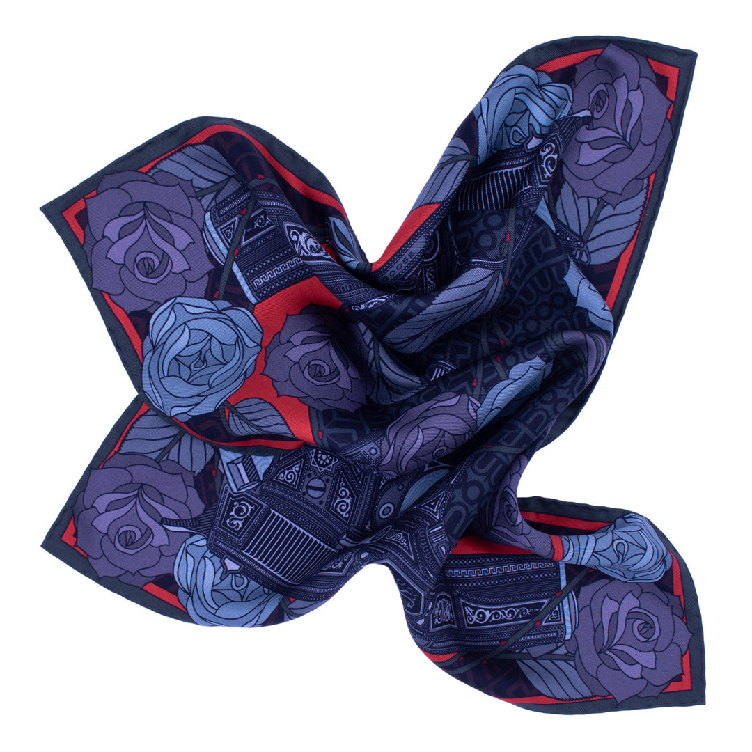 Scrunched silk pocket square red and black | Made in England | Furious Goose