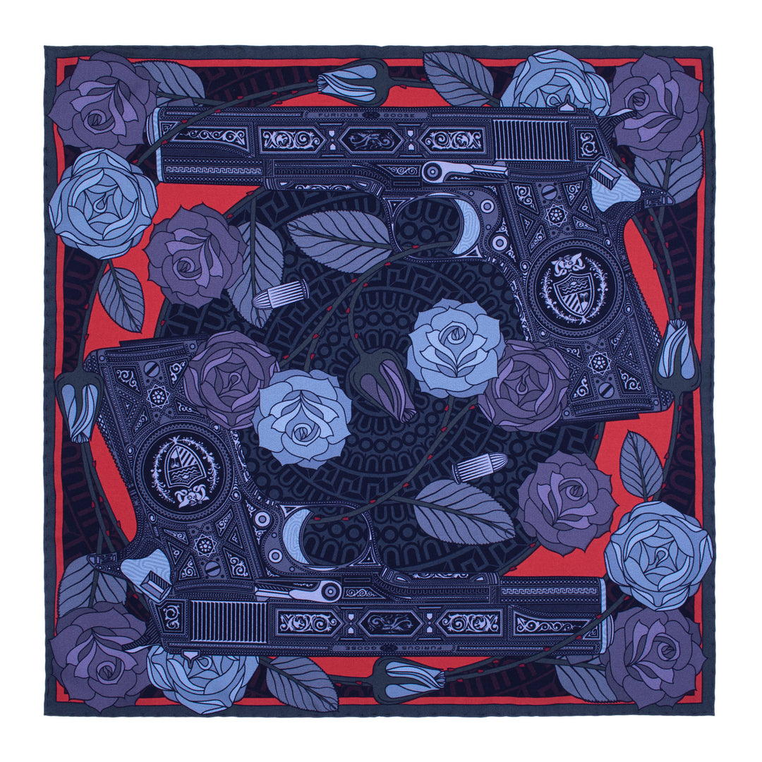Silk pocket squares, Floral, Black and Red | Made in England | Furious Goose