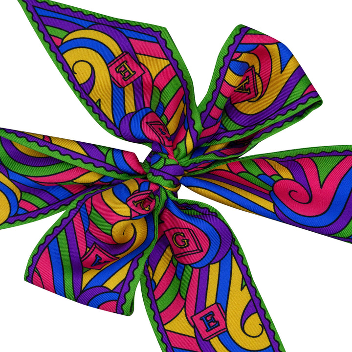 Silk Twilly Ribbon Scarf, Made in England, Rainbow colours, Luxury Accessories, Furious Goose