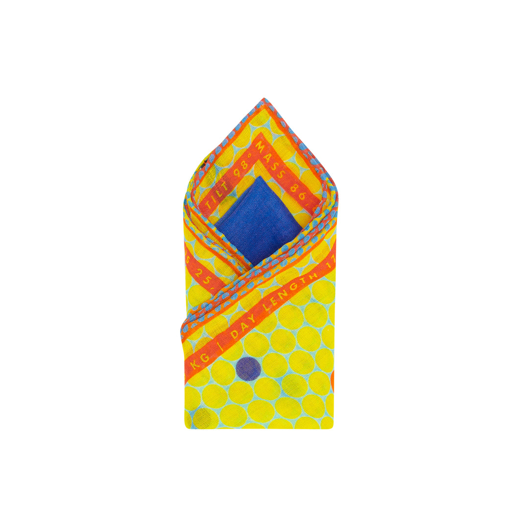 Uranus Pocket Square, Aquarius Gifts, Polka Dot, Yellow, Blue, Science Gift, Luxury Gift, Made in UK, Silk Pocket Square, Luxury Accessory London