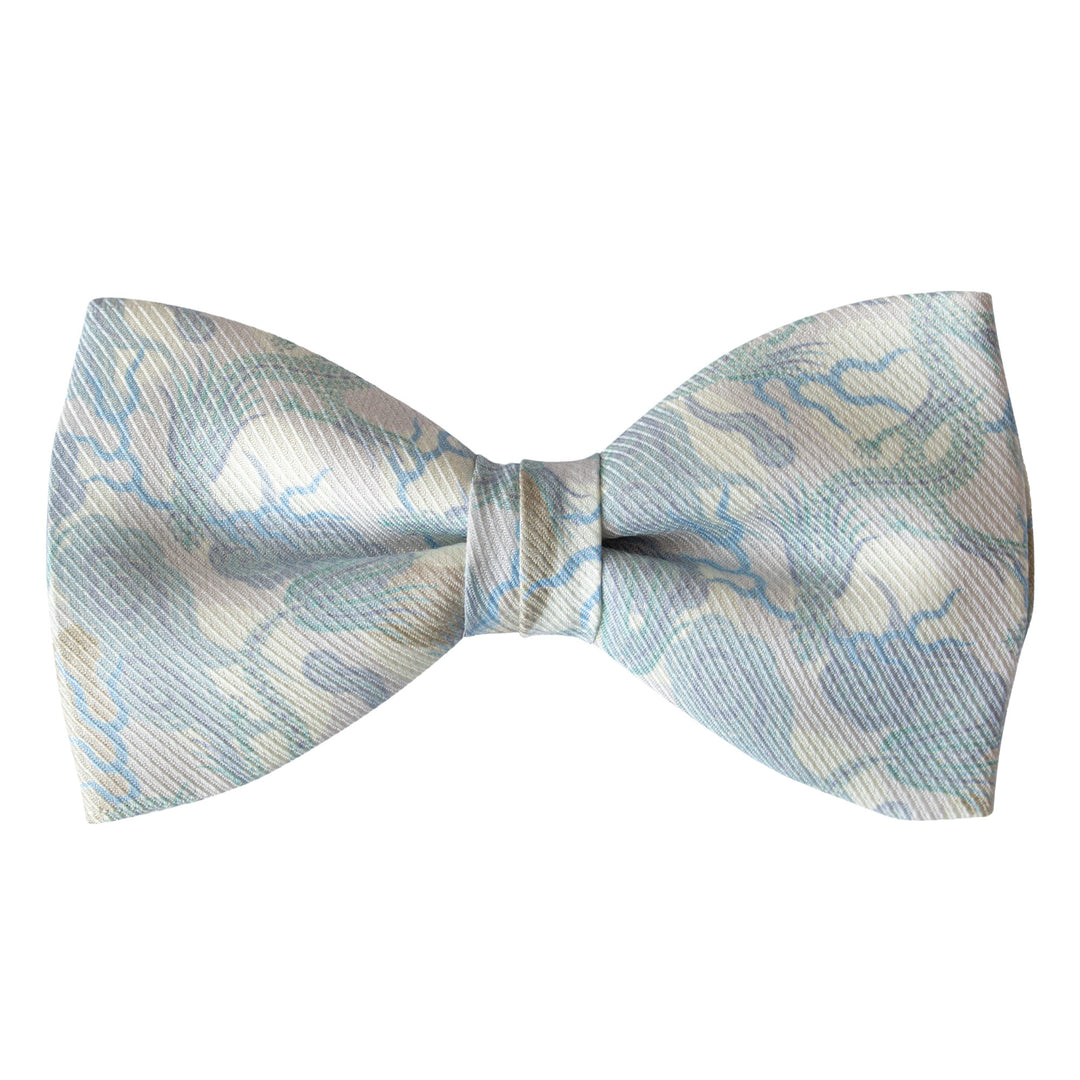 silver bow tie, dragons, luxury silk bow ties