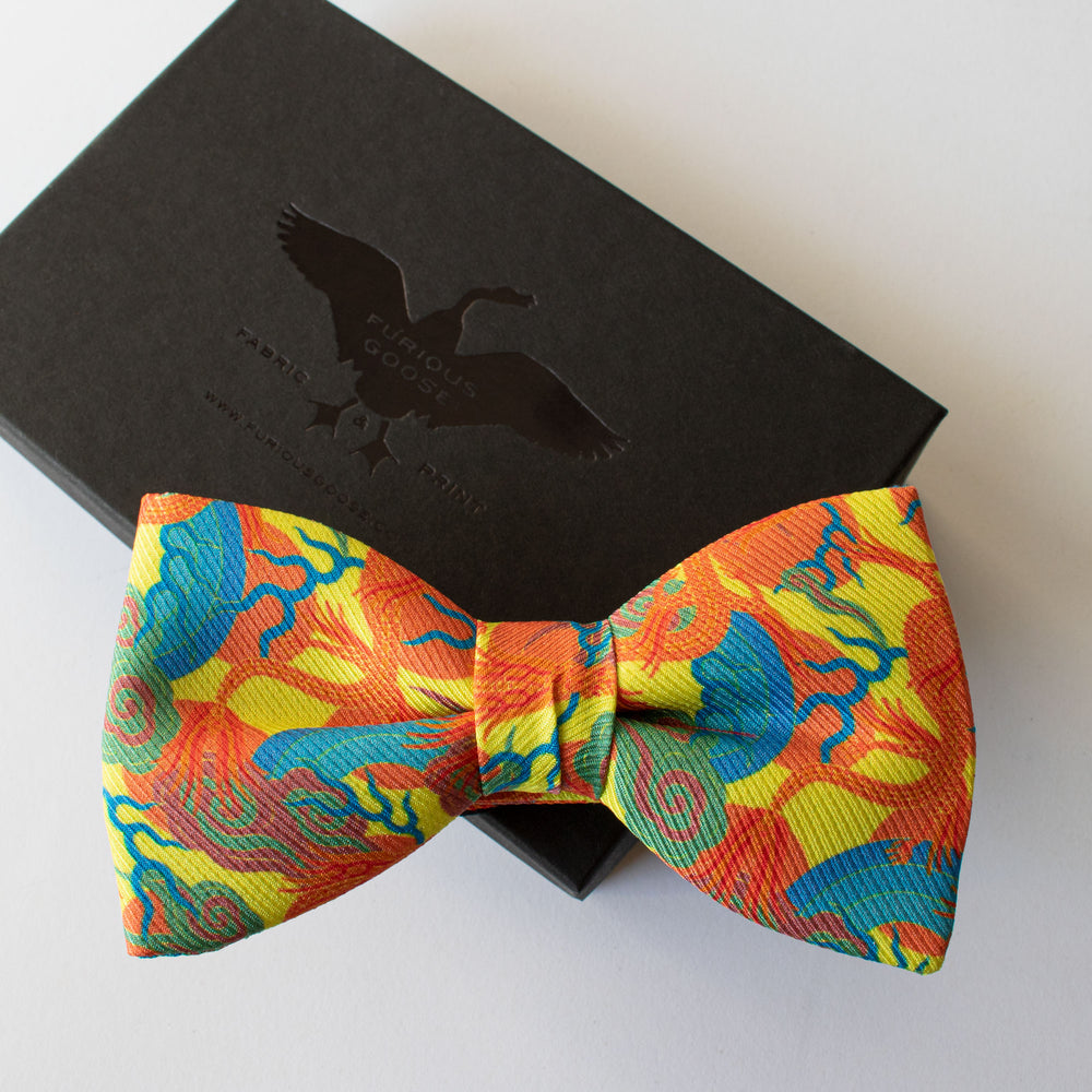 bold bow tie, luxury bow ties, premium accessories uk, dragons