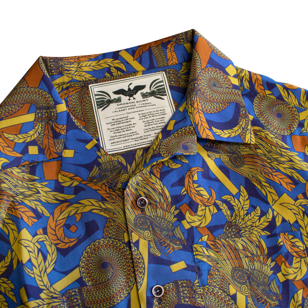 Bold Hawaiian Shirt, Dragon Shirt, Quetzalcoatl, Casual Shirts, Vegan Fashion, Made in UK