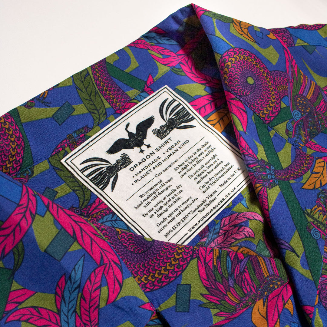 Bold Hawaiian Shirt, Dragon Shirt, Quetzalcoatl, Casual Shirts, Vegan Fashion, Made in UK