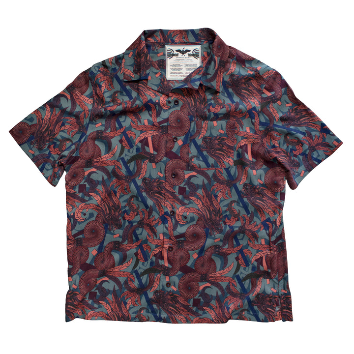 Dragon Shirt, Hawaiian Shirt, Casual Shirt, Quetzalcoatl, Bold Print, Sustainable Fashion, Ecovero, Vegan Fashion
