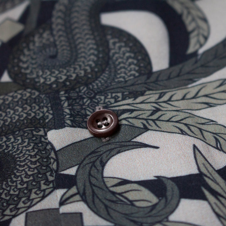 Dragon Shirt, Hawaiian Shirt, Casual Shirt, Quetzalcoatl, Bold Print, Sustainable Fashion, Ecovero, Vegan Fashion