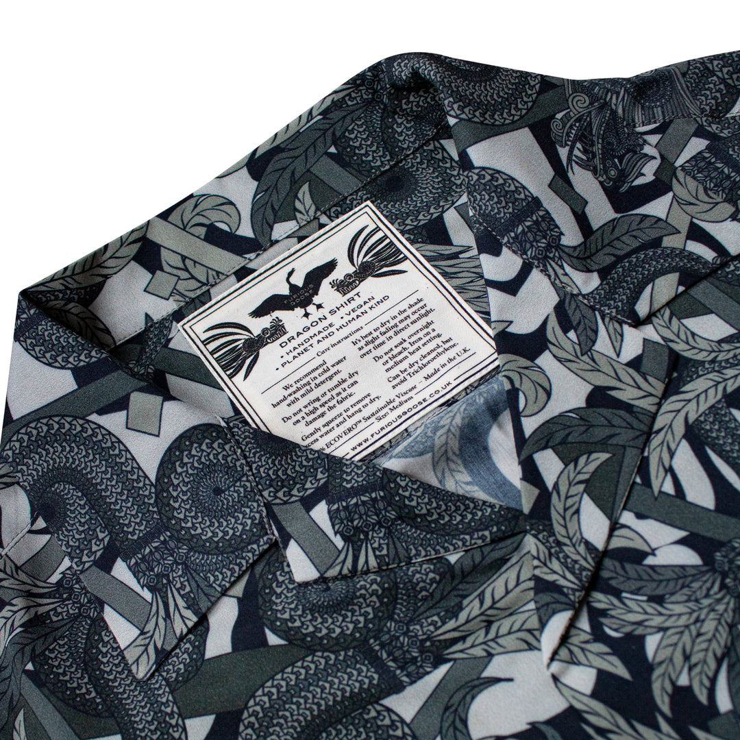 Dragon Shirt, Hawaiian Shirt, Casual Shirt, Quetzalcoatl, Bold Print, Sustainable Fashion, Ecovero, Vegan Fashion
