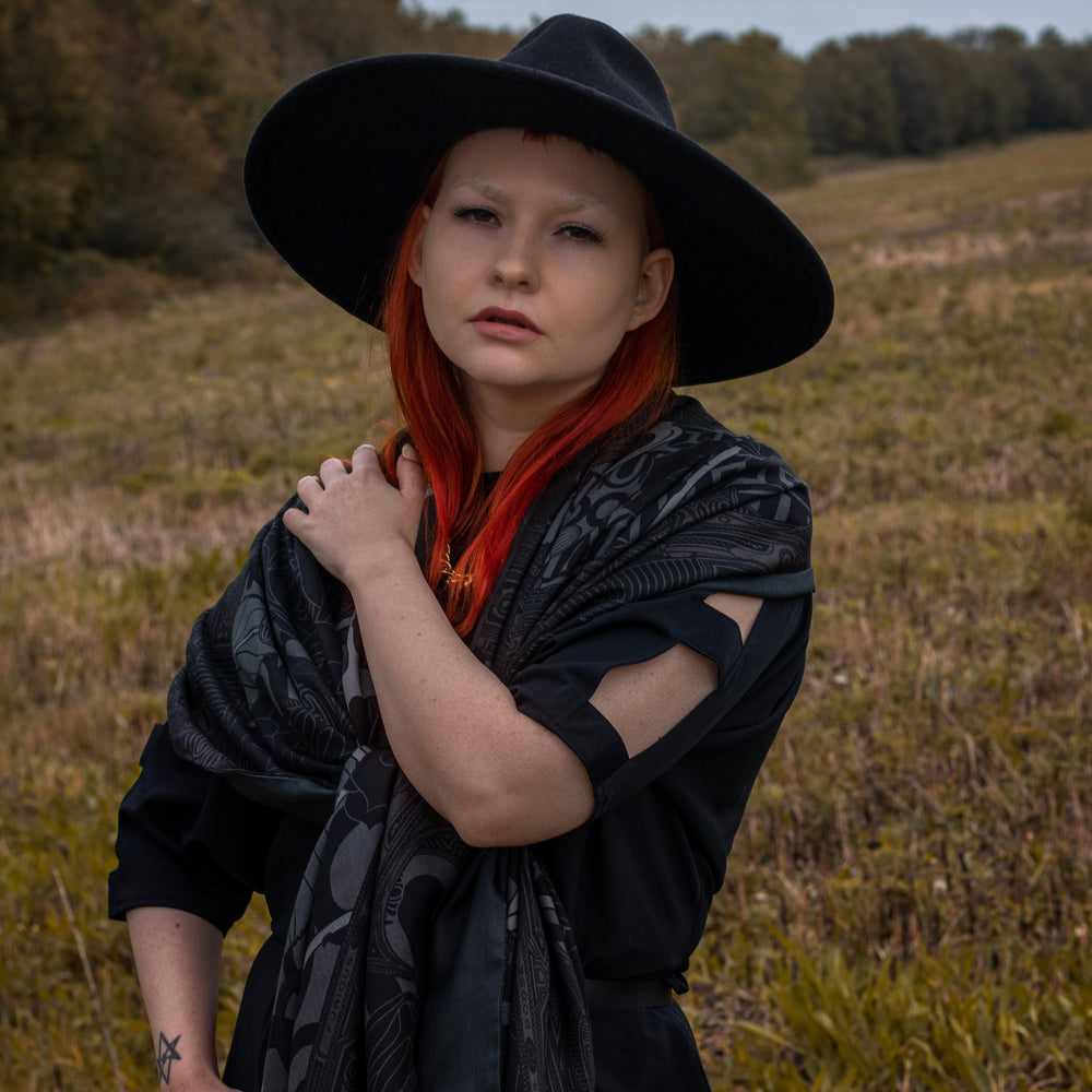 Cashmere stole, Silk Wool Scarf, Guns and Roses, Made in UK, Luxury Accessory, London