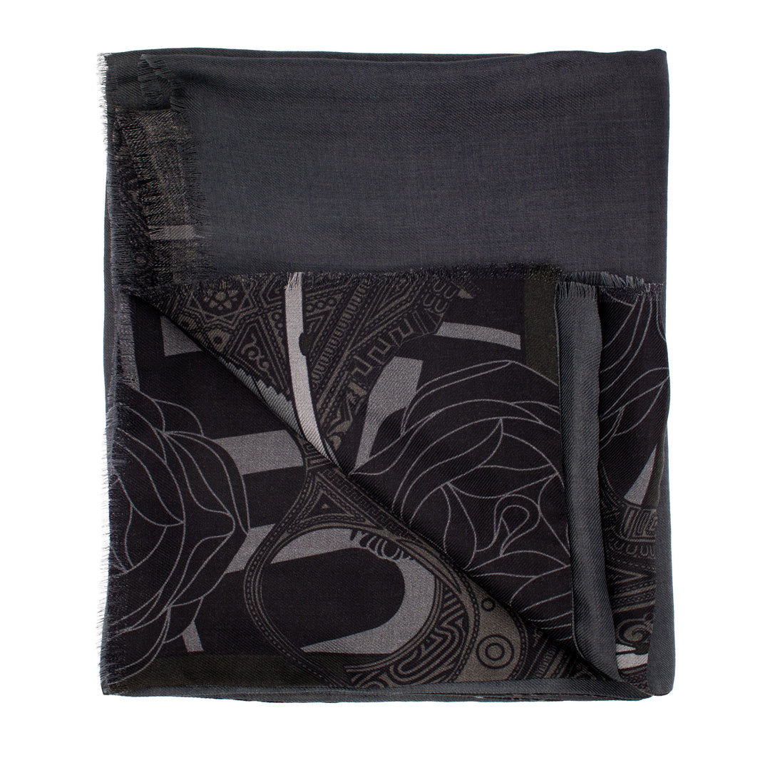 Cashmere stole, Silk Wool Scarf, Guns and Roses, Made in UK, Luxury Accessory, London