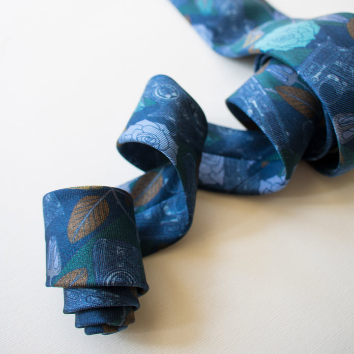 Designer Silk Tie, Navy, Gold, Racing Green Colour Luxury Mens Ties, UK, Sinatra's Pistol, Houston, Guns and Roses, 100% Silk Accessories