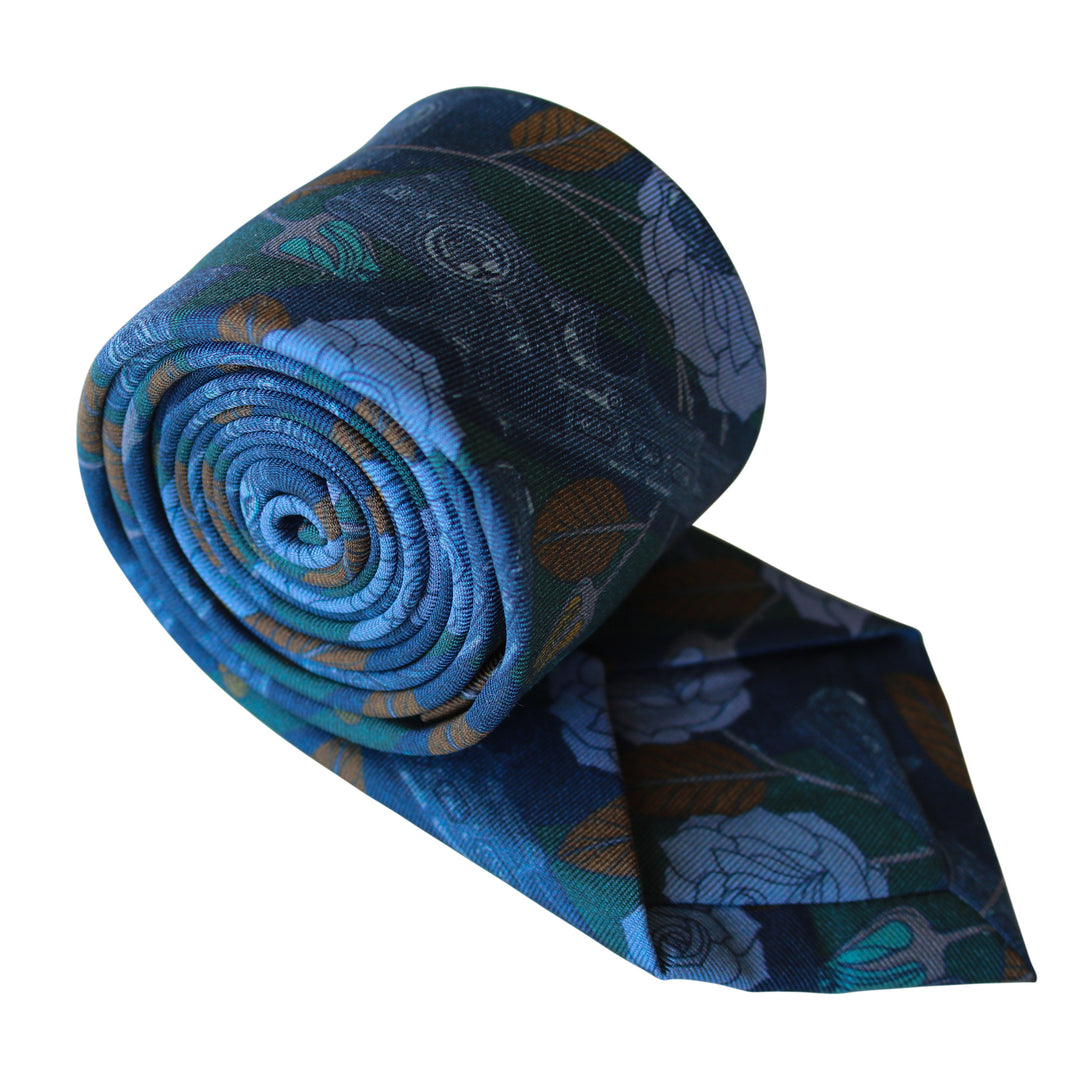 Designer Silk Tie, Navy, Gold, Racing Green Colour Luxury Mens Ties, UK, Sinatra's Pistol, Houston, Guns and Roses, 100% Silk Accessories