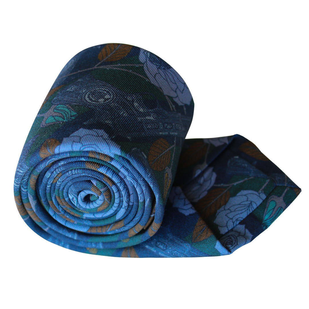 Designer Silk Tie, Navy, Gold, Racing Green Colour Luxury Mens Ties, UK, Sinatra's Pistol, Houston, Guns and Roses, 100% Silk Accessories