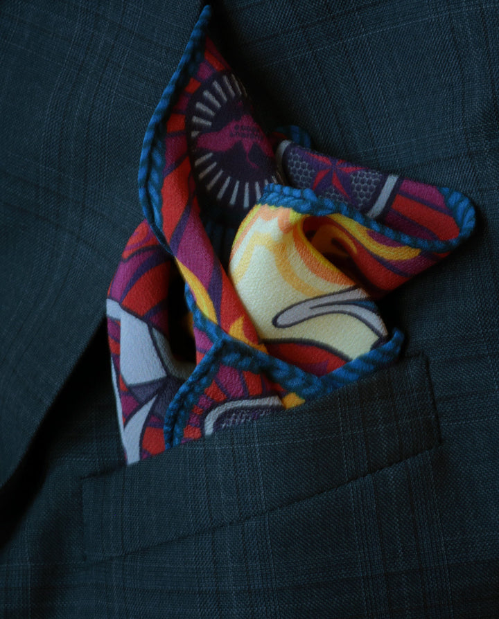 Pocket Squares UK, Contemporary Pocket Square, Luxury Pochette, Made in England, Hand rolled hem