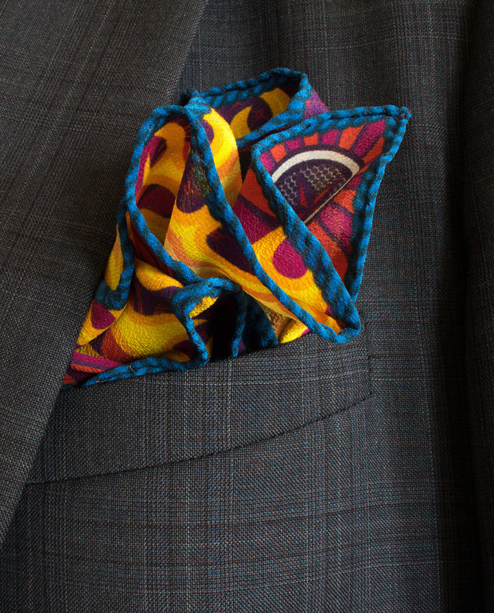 Pocket Squares UK, Contemporary Pocket Square, Luxury Pochette, Made in England, Hand rolled hem