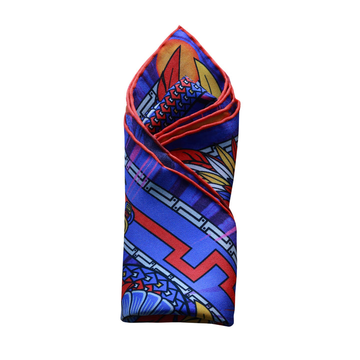 Pocket square, bright colours, dragon pattern, sustainability