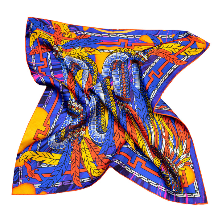 Pocket square, bright colours, dragon pattern, sustainability