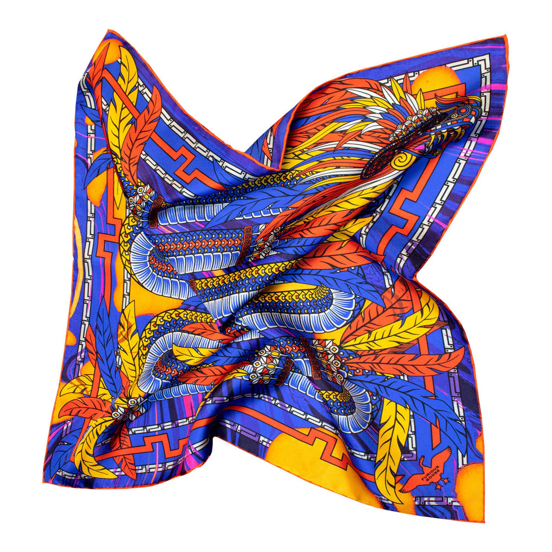 Vivid primary colours of royal blue, cadmium yellow and crimson red