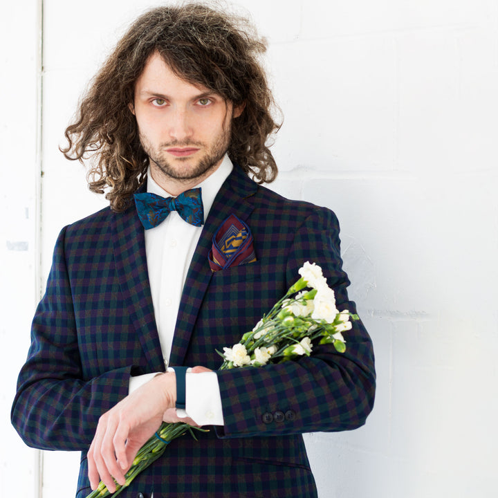 Burgundy, navy, gold pocket square, Oscar Wilde, Wedding Style, Groomsmen Gift, Groom Fashion, Made in UK