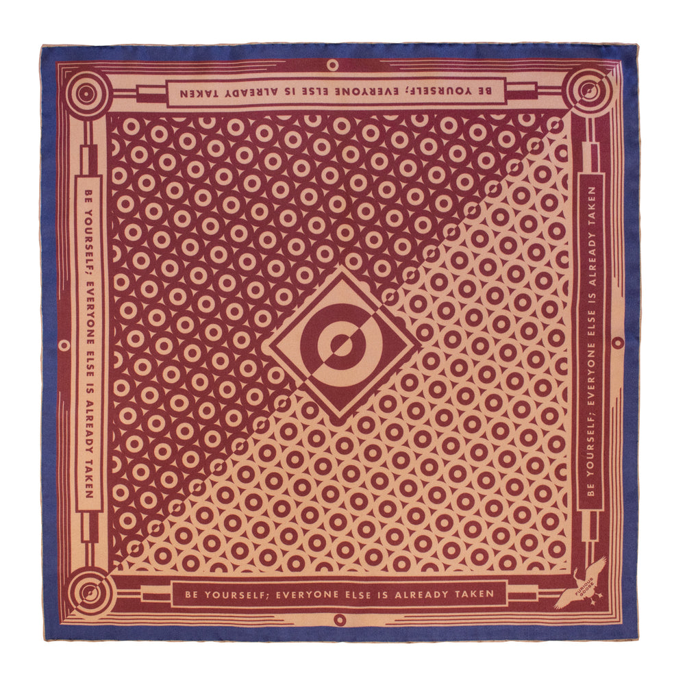 Oscar Wilde, Brown Navy Scarf, Silk Neckerchief, Luxury Accessory, Gifts for him, Gifts for her, British Brand, Foulard, UK, London