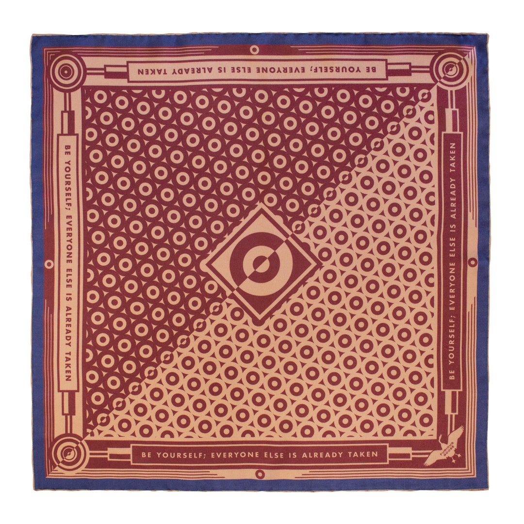 Oscar Wilde, Brown Navy Scarf, Silk Neckerchief, Luxury Accessory, Gifts for him, Gifts for her, British Brand, Foulard, UK, London