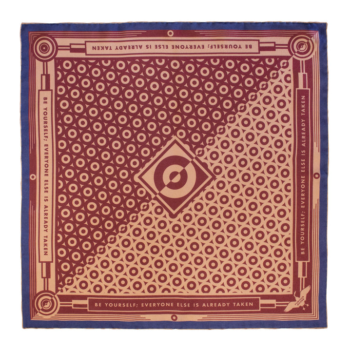 Oscar Wilde, Brown Navy Scarf, Silk Neckerchief, Luxury Accessory, Gifts for him, Gifts for her, British Brand, Foulard, UK, London