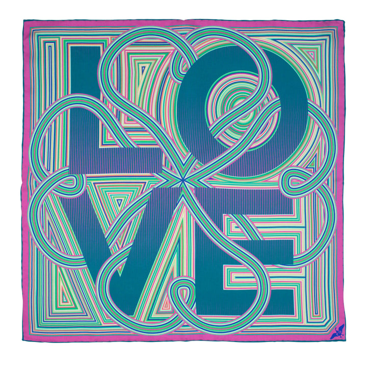 Furious Goose, Typographic Pocket Square, Jade, Blue, Pink, Turquoise, Bold Print, Made in England, British Brand