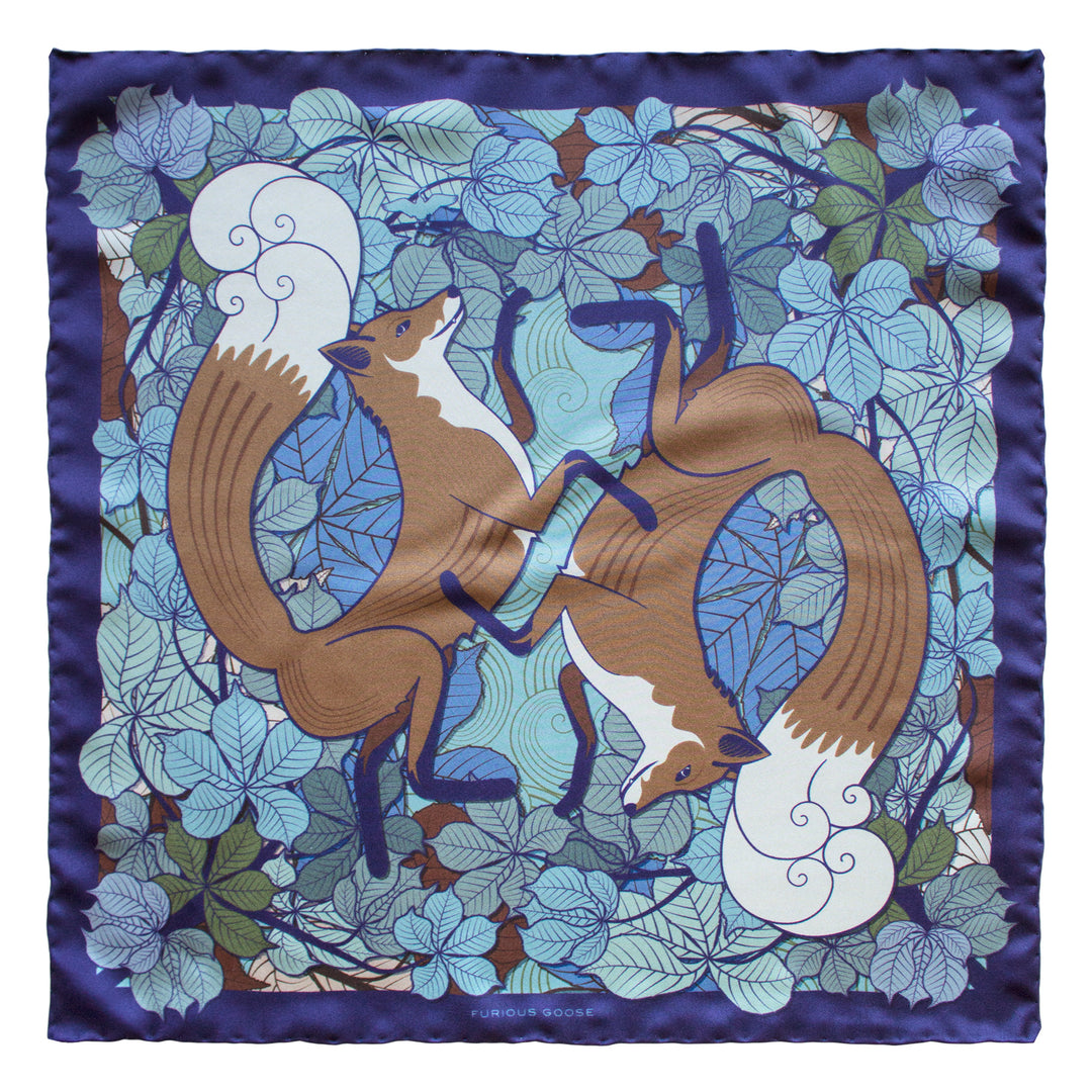 Fox inspired Pocket Square, Pocket Squares UK, Pochette, Handkerchief, Silk Square, Luxury Gift, Made in UK