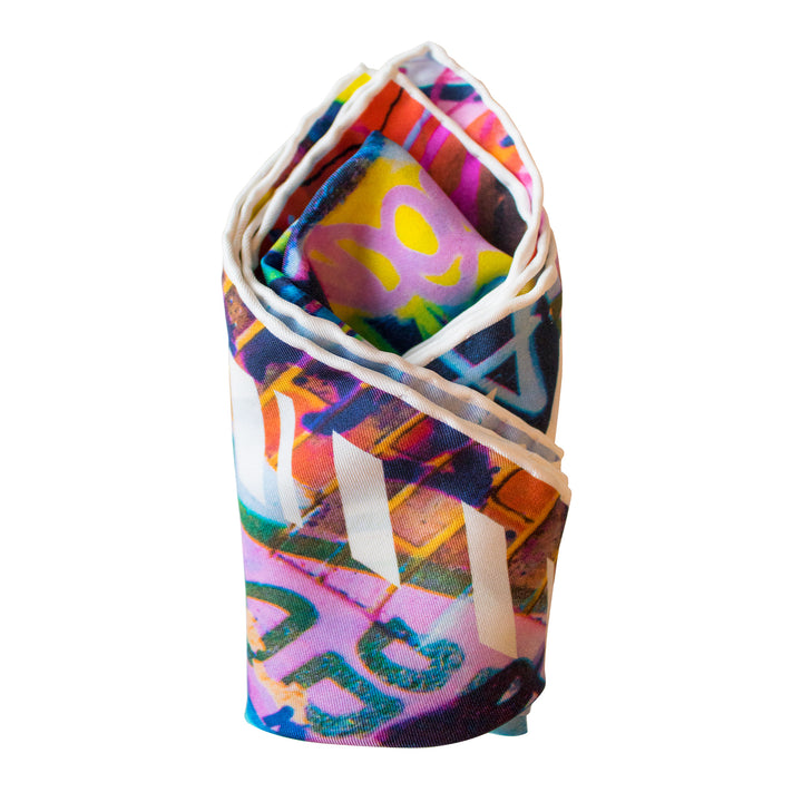 Rebellious and cool Street Art inspired Pocket Square, Street Art Pocket Squares UK, Pochette, Handkerchief, Silk Square, Luxury Gift, Made in UK