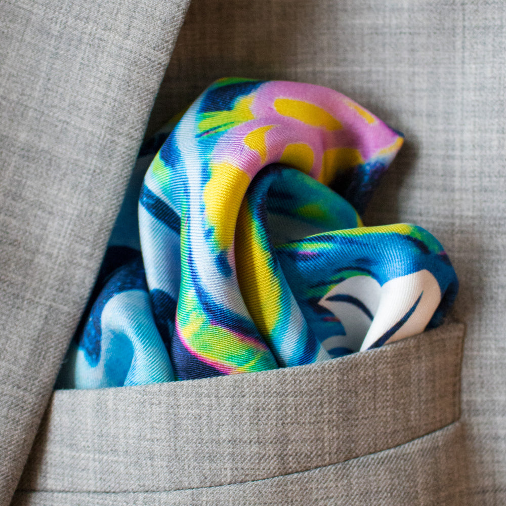 Rebellious and cool Street Art inspired Pocket Square, Street Art Pocket Squares UK, Pochette, Handkerchief, Silk Square, Luxury Gift, Made in UK