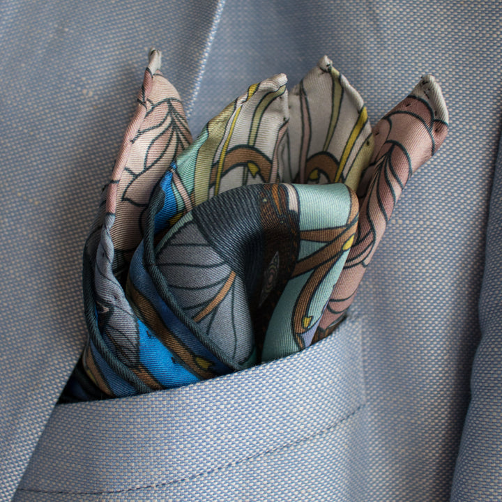 Guns and Roses, Antique Rifle, Designer Pocket Square, Guns Floral Print, Pochette, Luxury Handkerchief, Silk Square, Luxury Gift, Made in England