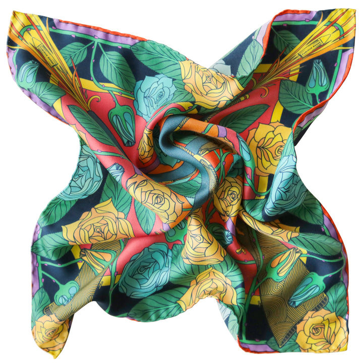 Guns and Roses, Antique Rifle, Designer Pocket Square, Guns Floral Print, Pochette, Luxury Handkerchief, Silk Square, Luxury Gift, Made in England