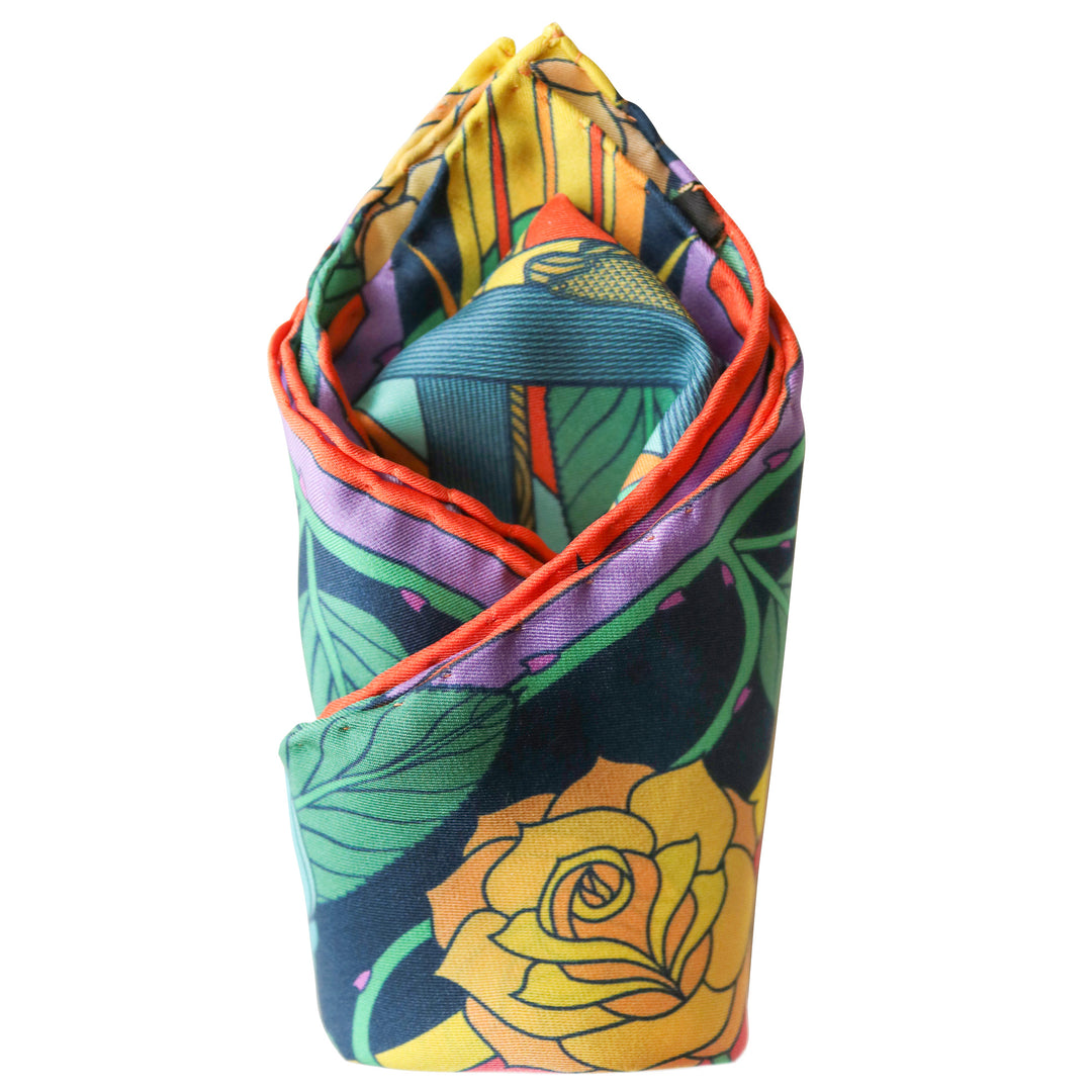 Guns and Roses, Antique Rifle, Designer Pocket Square, Guns Floral Print, Pochette, Luxury Handkerchief, Silk Square, Luxury Gift, Made in England