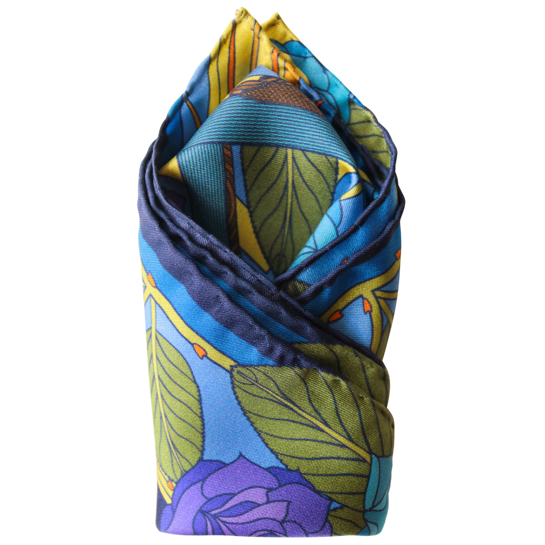 Designer Pocket Square, British Pocket Square, Luxury Silk Square, Made in England, UK, Guns and Roses