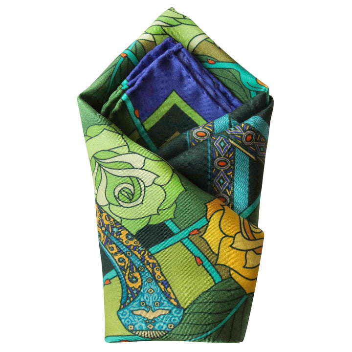 Guns and Roses, Ottoman Antique Flintlock, Designer Pocket Square, Guns Floral Print, Pochette, Luxury Handkerchief, Silk Square, Luxury Gift, Made in England