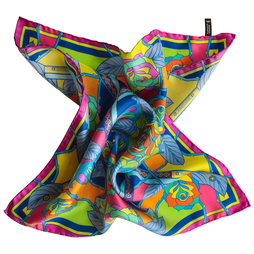 Guns and Roses, Ottoman Antique Flintlock, Designer Pocket Square, Guns Floral Print, Pochette, Luxury Handkerchief, Silk Square, Luxury Gift, Made in England