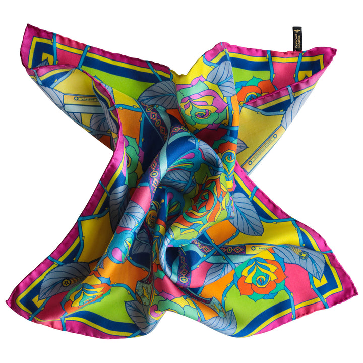 Guns and Roses, Ottoman Antique Flintlock, Designer Pocket Square, Guns Floral Print, Pochette, Luxury Handkerchief, Silk Square, Luxury Gift, Made in England