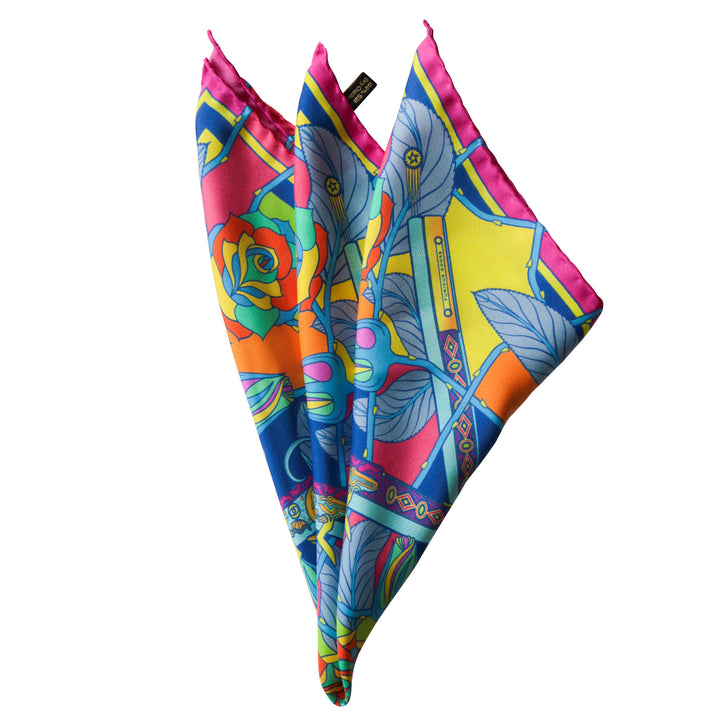 Guns and Roses, Ottoman Antique Flintlock, Designer Pocket Square, Guns Floral Print, Pochette, Luxury Handkerchief, Silk Square, Luxury Gift, Made in England