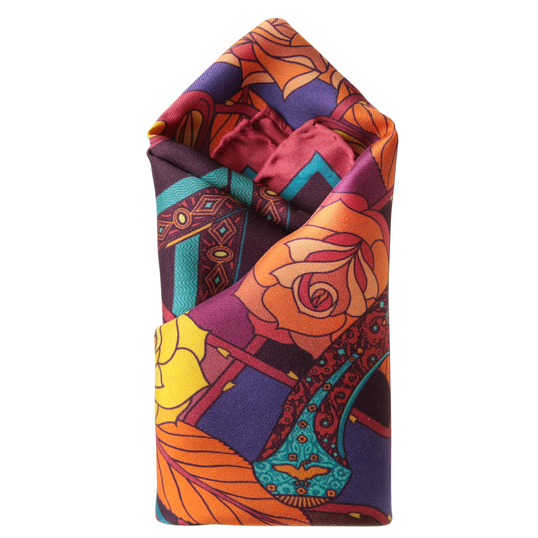 Guns and Roses, Ottoman Antique Flintlock, Designer Pocket Square, Guns Floral Print, Pochette, Luxury Handkerchief, Silk Square, Luxury Gift, Made in England