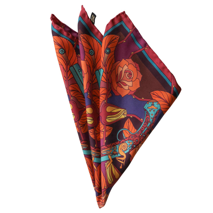 Guns and Roses, Ottoman Antique Flintlock, Designer Pocket Square, Guns Floral Print, Pochette, Luxury Handkerchief, Silk Square, Luxury Gift, Made in England